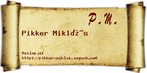 Pikker Miklós névjegykártya